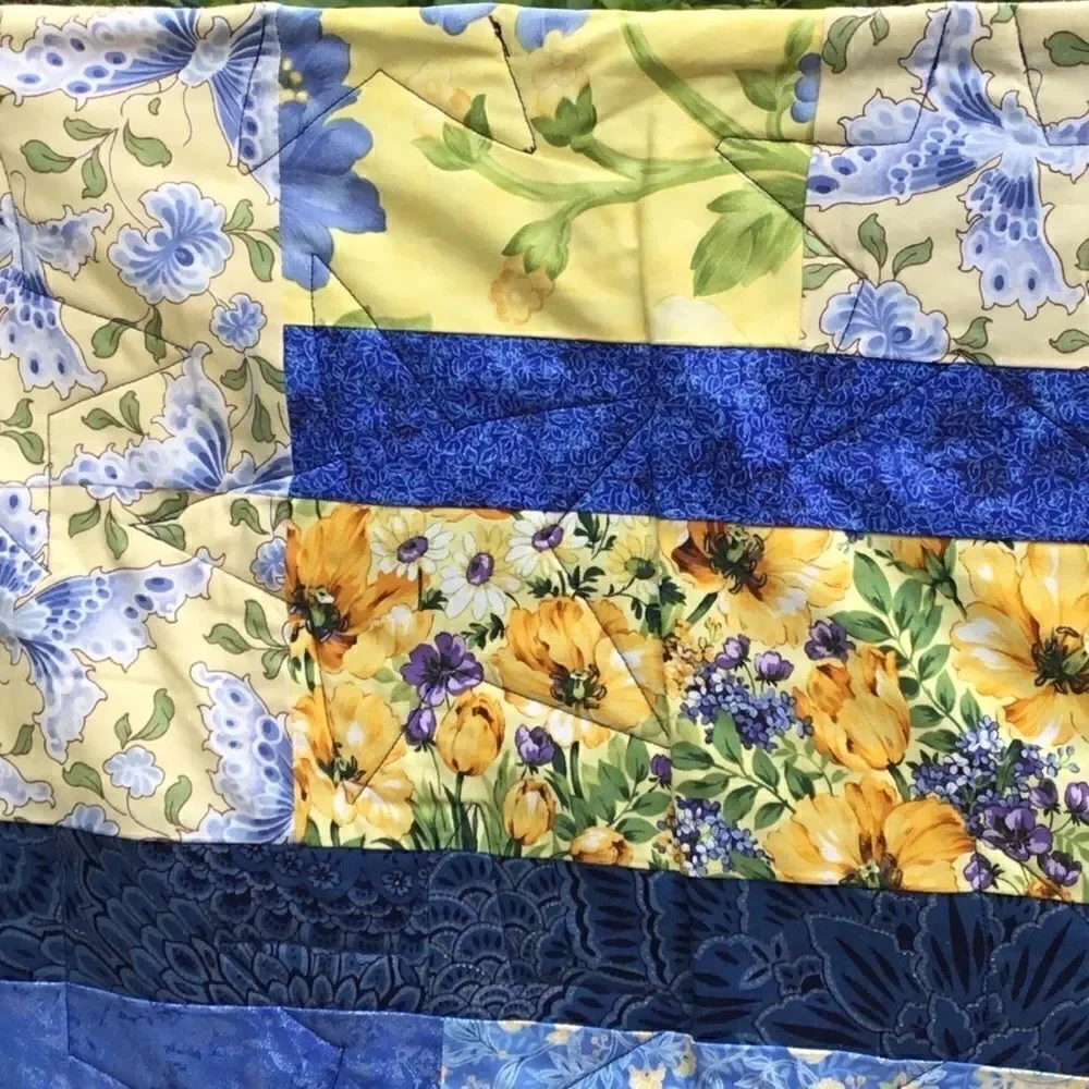 NWT Hand Crafted Blue & Yellow Quilt